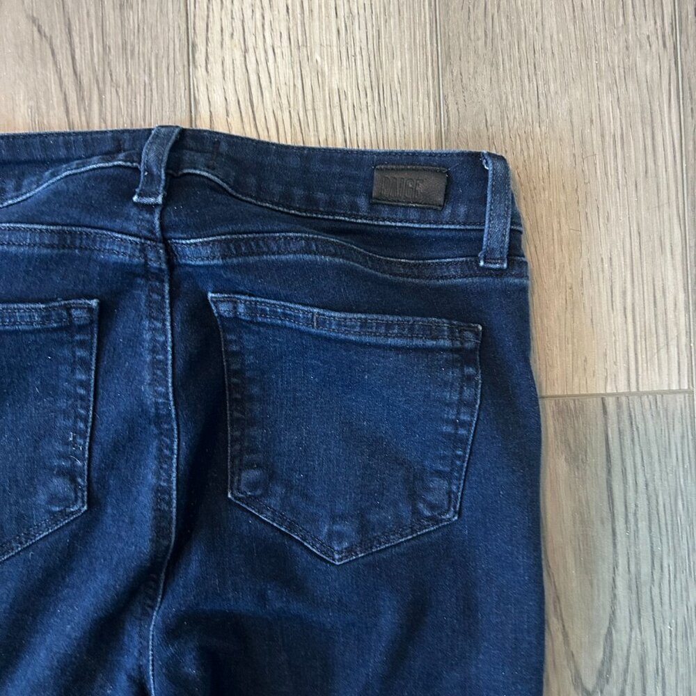 PAIGE Verdugo Ankle Skinny Jeans Women’s 26 Dark Wash Raw Hem Stretch Denim - Picture 8 of 11